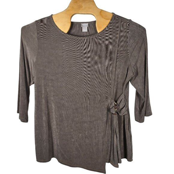 Chicos Long‎ Shirt Size 3X Women's Brown 3/4 Sleeves - Picture 2 of 9